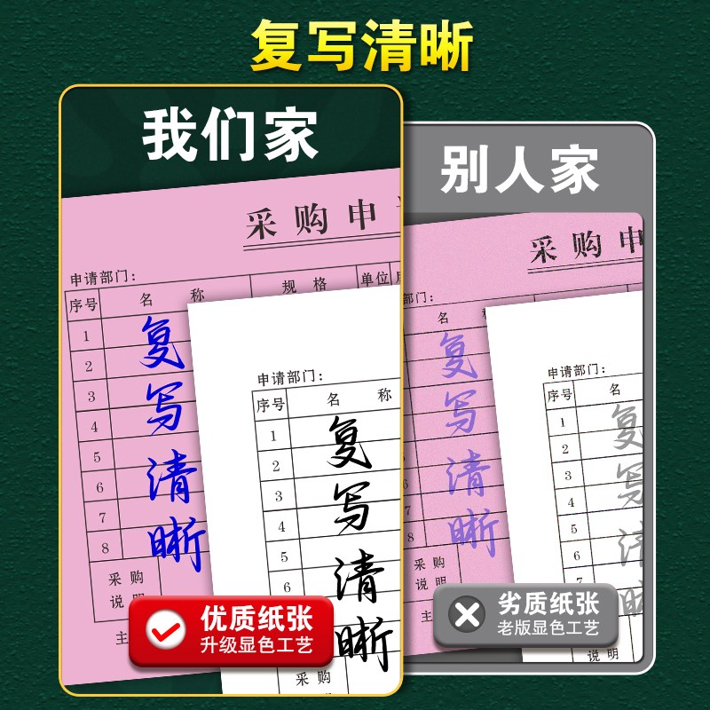 采购申请单二联定制手写物品物料申购单据2连面料材料计划表2联购