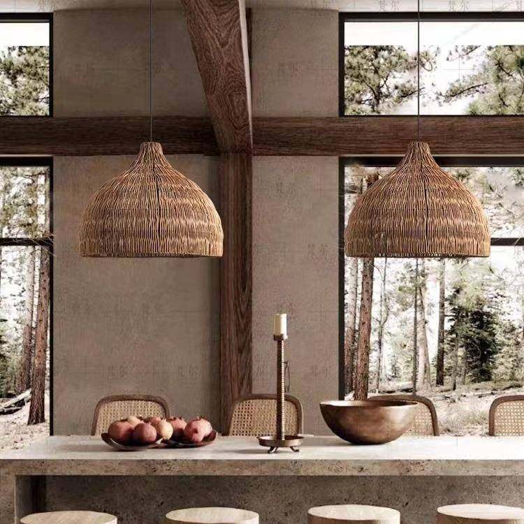 藤编吊灯日式民宿客厅餐厅卧室阳台灯笼东南亚麻绳田园藤艺吊灯具,智能设备,其他智能设备,淘宝优惠券,粉丝福利购,淘宝优惠卷