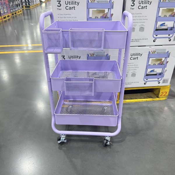 降价拉山姆带挂架三层推车火锅餐车理发店小推车置物架收纳筐架