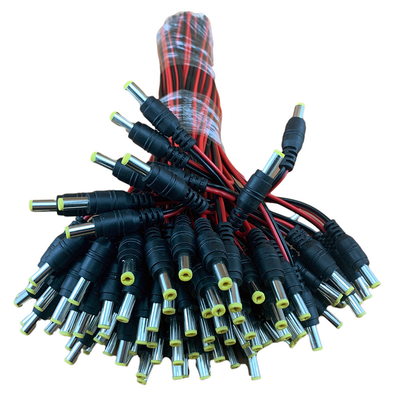 监控DC公头加粗0.75线径 纯铜红黑线 摄像机电源接头 集中供电头