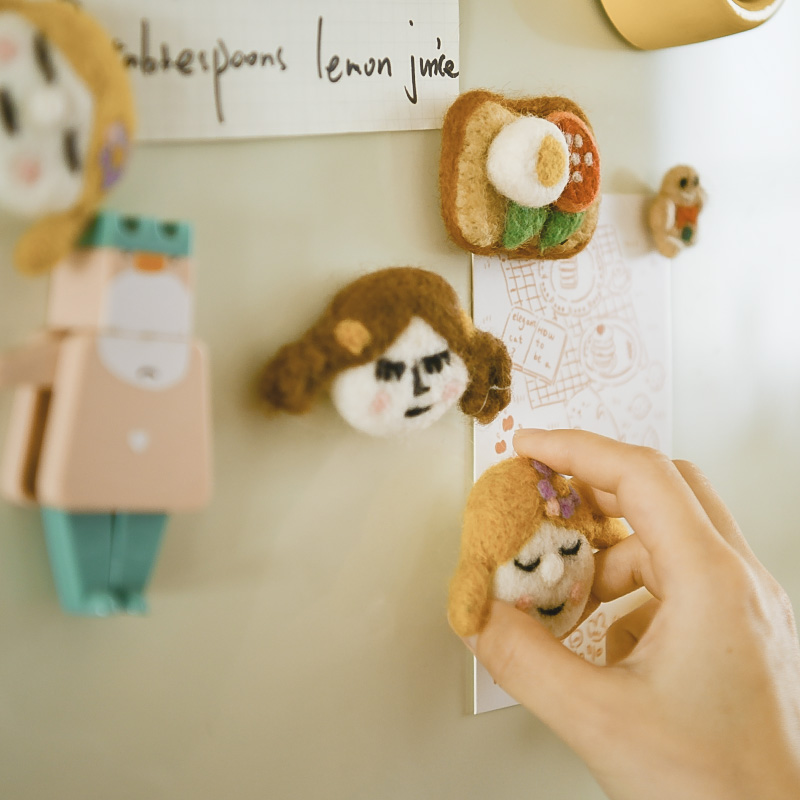 GOING HOME鸡蛋土司面包毛毡冰箱贴磁铁创意可爱立体迷你照片磁贴