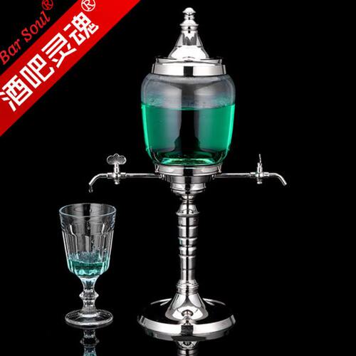 酒吧灵魂不锈钢+玻璃两头装苦艾酒滴水器酒具Absinth苦艾酒壶水壶