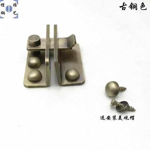 中式仿古大门锁搭加厚插销木门锁扣门闩老式全铜门栓明装纯铜挂锁