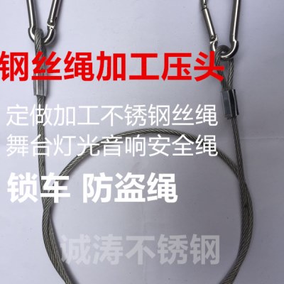 304不锈钢包胶钢丝绳粗6两头圆圈晒衣绳遛狗绳锁车绳保险防盗绳