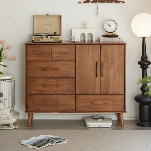 实木斗柜胡桃木色收纳柜