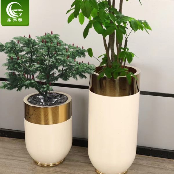 不锈钢烤漆组合花器304201电镀花钵商场大厅酒店楼层美陈花盆