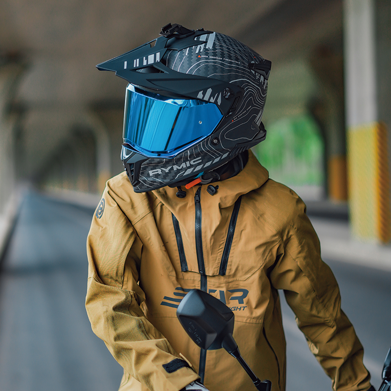 Y睿觅X60碳纤拉力头盔男女机车越野双镜四W季全盔新3C