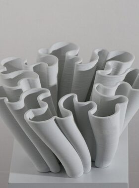 白色3D陶瓷花瓶2022新款轻奢高级摆件客厅插花装饰品创意家居花器