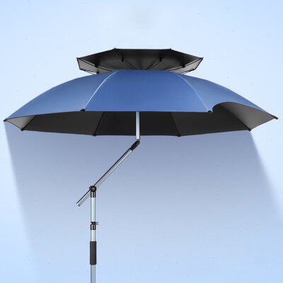 2024新款钓鱼伞黑胶新型超大钓伞户外轻便双层双弯万向拐杖遮阳伞