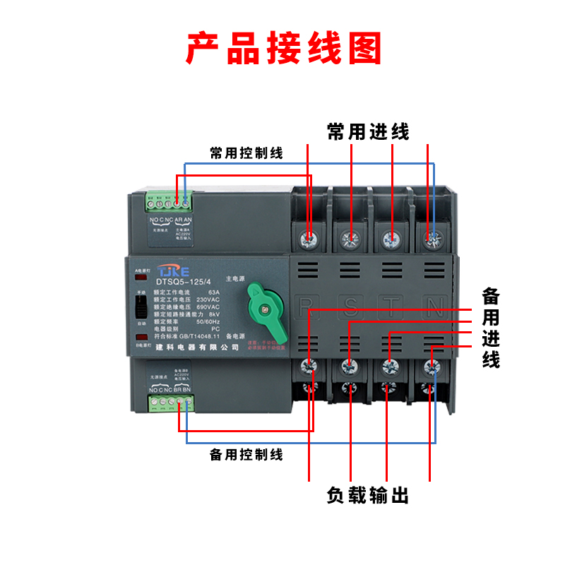 建科不断电双电源自动转换开关迷你型导轨式安E装220V380V3P4P100