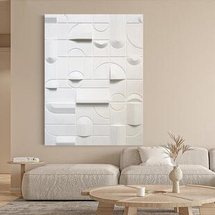 设计师木雕装饰画北欧客厅背景画现代手绘沙岩油画浮雕立体实物画