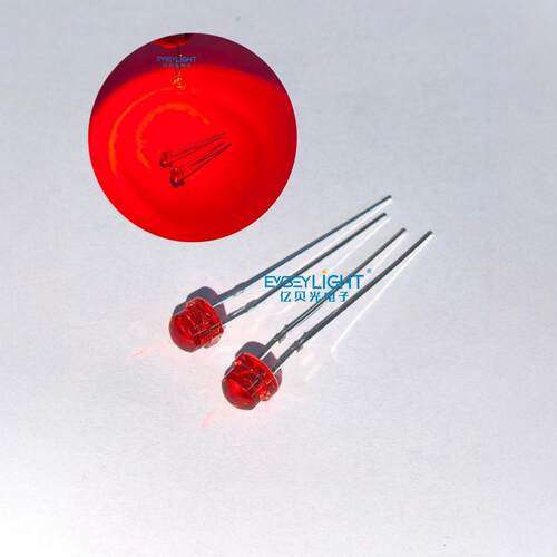 直插5mm草帽灯F5红发红透明有边长脚LED发光二极管灯珠超高亮红灯