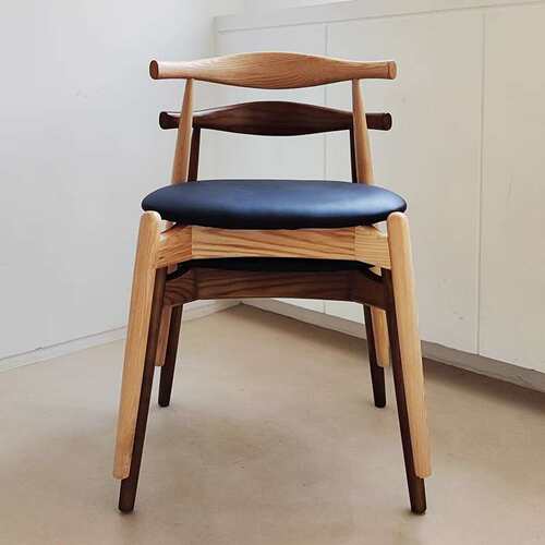 北欧实木牛角椅丹麦简约设计成人扶手叠放餐椅CH20 Elbow Chair