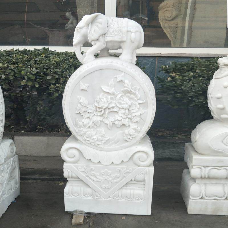 石雕门墩汉白玉仿古抱鼓门墩现货装饰门口仿古抱鼓石