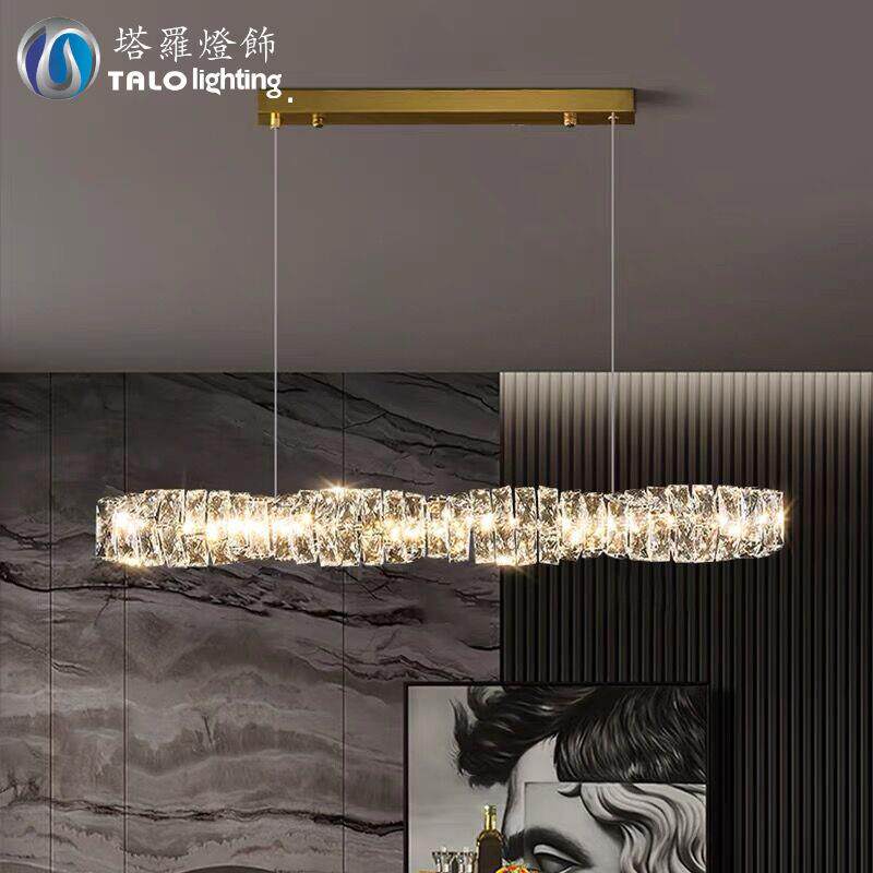 轻奢餐厅水晶吊灯现代简约艺术饭厅餐桌吧台一字奢华设计师款灯具