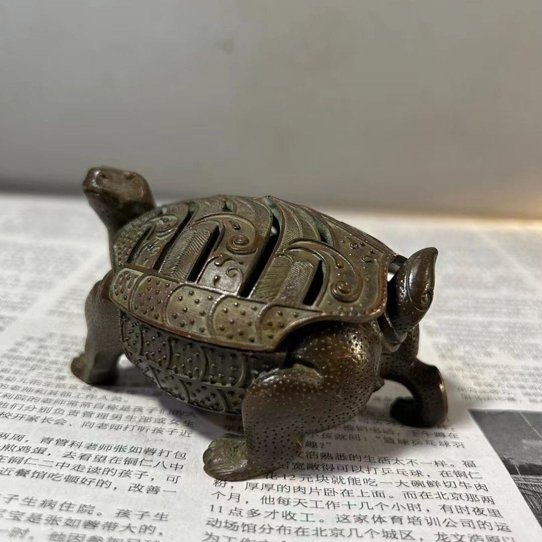 仿古香炉小乌龟香薰炉带盖龙龟熏香炉茶宠可爱海龟香炉摆件