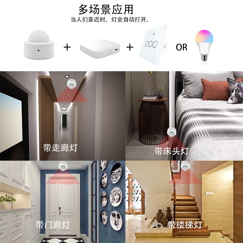 涂鸦ZigBee3.0红外人体感应器PIR人体移动红外传感器迷你电池款