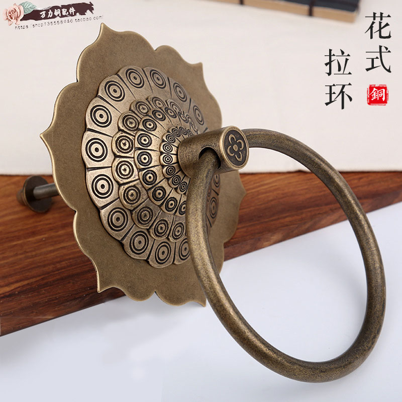 中式古大门拉手铜门环老式纯铜复古黄铜K实木大门铜把手装饰拉环