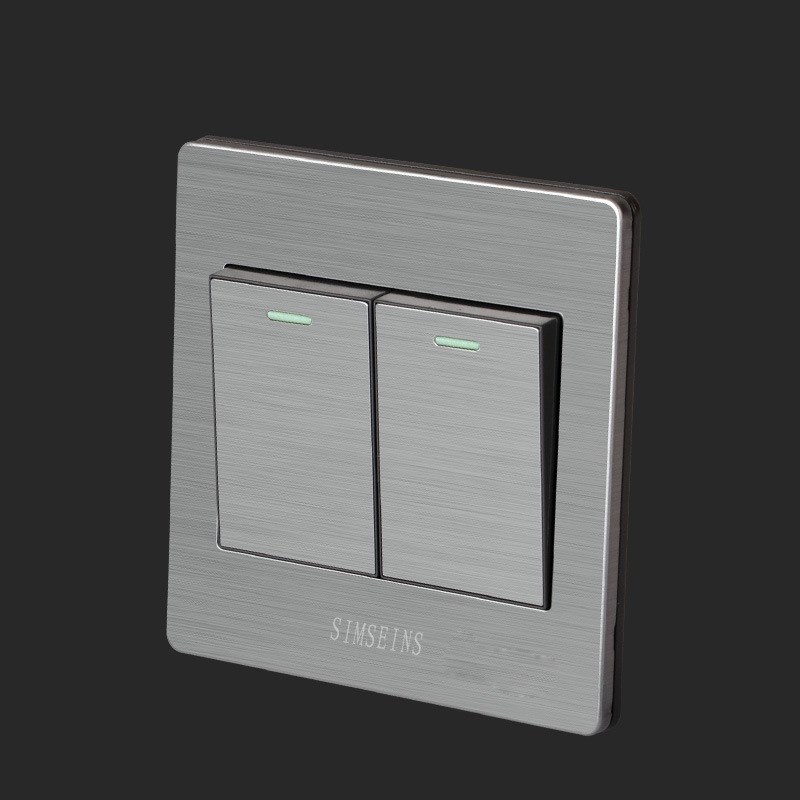 86型墙壁开关插座m不锈钢超薄开关二位单联2二开单控开关家用面板