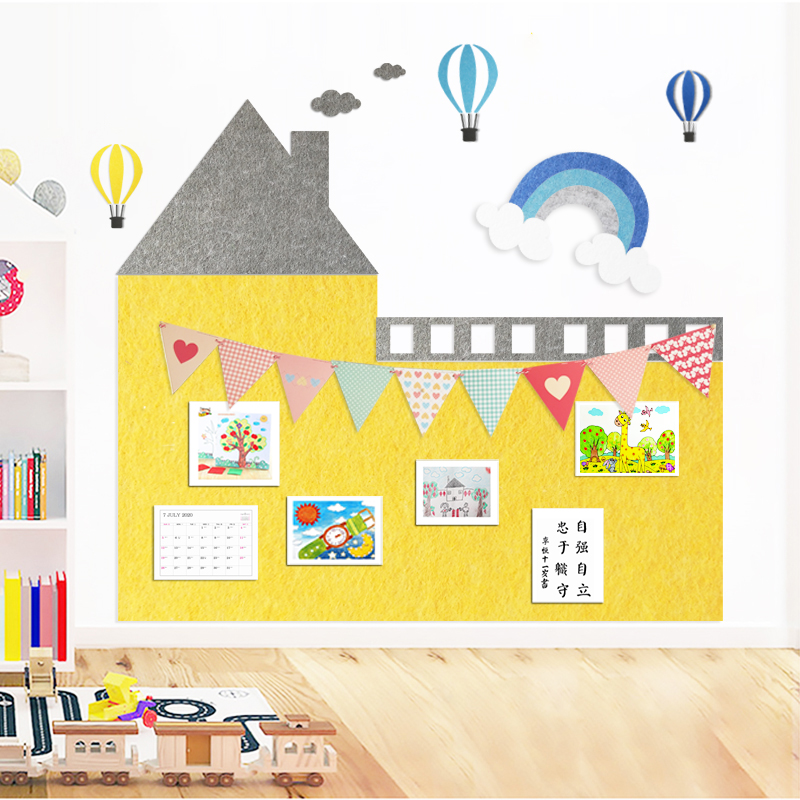 幼儿园主题墙环创毛毡v板展示板宣传栏文化墙宣传公告栏