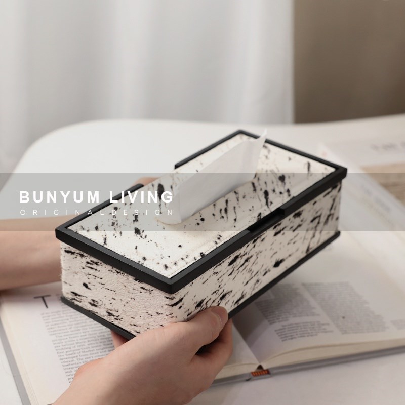 轻奢售楼处会客厅酒t店办公室抽纸盒马毛方形纸巾盒