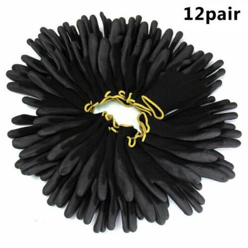 12 Pairs Nitrile Safety Coated Work Gloves PU Palm Coated Sa