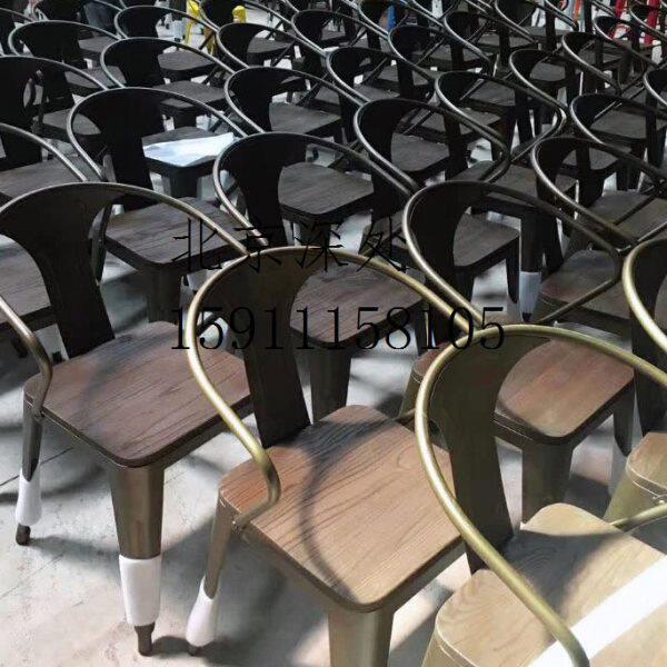 包邮金属餐椅 靠背铁皮凳 铁椅实木面古做旧工业风铁艺 咖啡餐厅