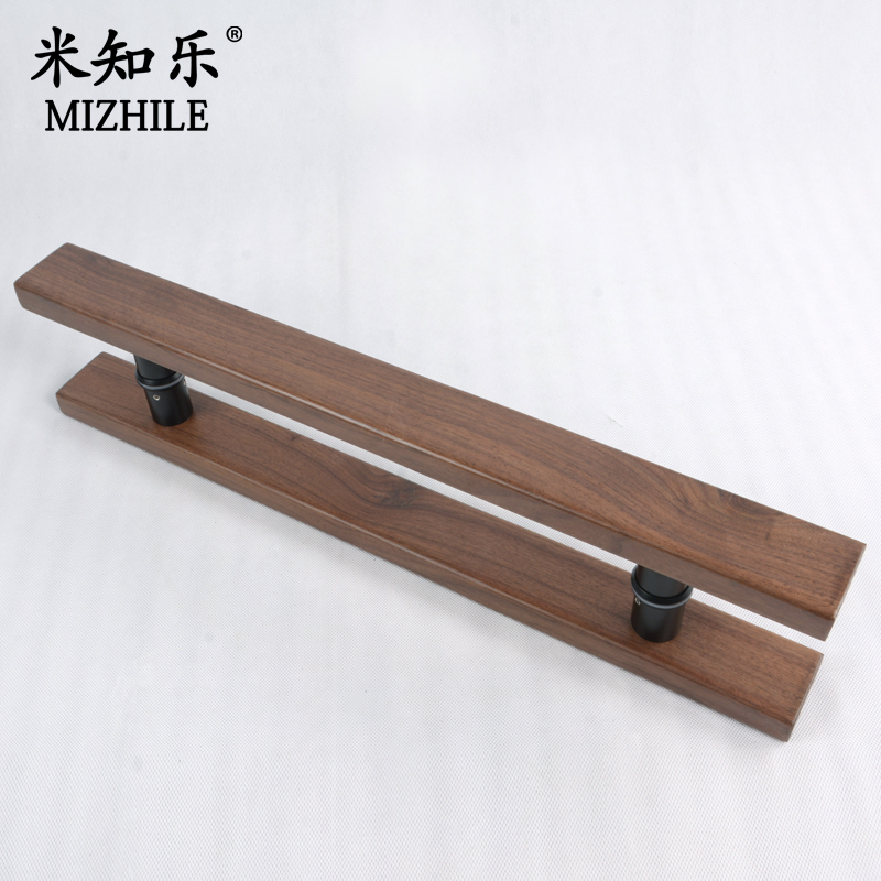 黑胡桃实木把手原木新中式玻璃门大门拉手推拉门把手刻.字个性定