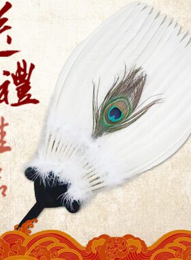 大号白色羽毛扇子手工古风工艺扇诸葛亮孔明扇中国风鹅毛扇古典