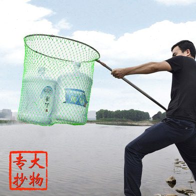 大物抄网全套可折叠网头加深网兜巨物杆铝合金青鱼鲟鱼钓鱼超结实