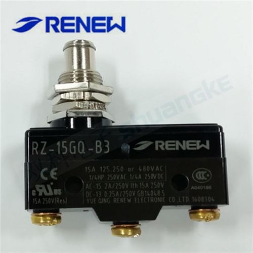 RENEW兰鸟电子微动开关RZ-15GQ-B3 塞柱按动型 限位开关LXW5-11M