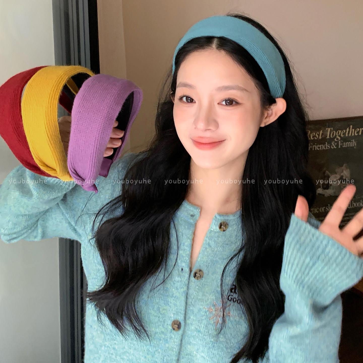 针织条纹彩色宽边发箍女2026春夏新款高颅顶压发头箍日常外戴发饰