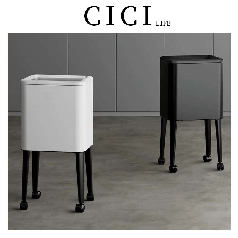 2024新款免弯腰高脚厨房w垃圾桶大容量意式极用客厅带轮可移动
