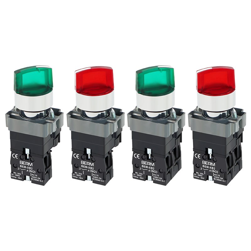 X2带灯旋钮开关旋转22q0V电源启动停止按扭开关二两档三挡24V自锁