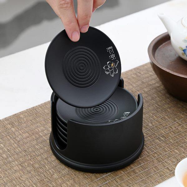 电木茶杯垫茶垫惮意功夫茶道茶具圆形黑檀木色隔热垫子日式杯托垫