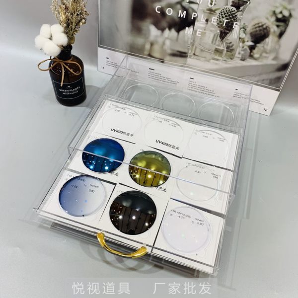 镜片展示道具 镜片收纳展示盒 眼镜店展示样品 盒盘眼镜道具