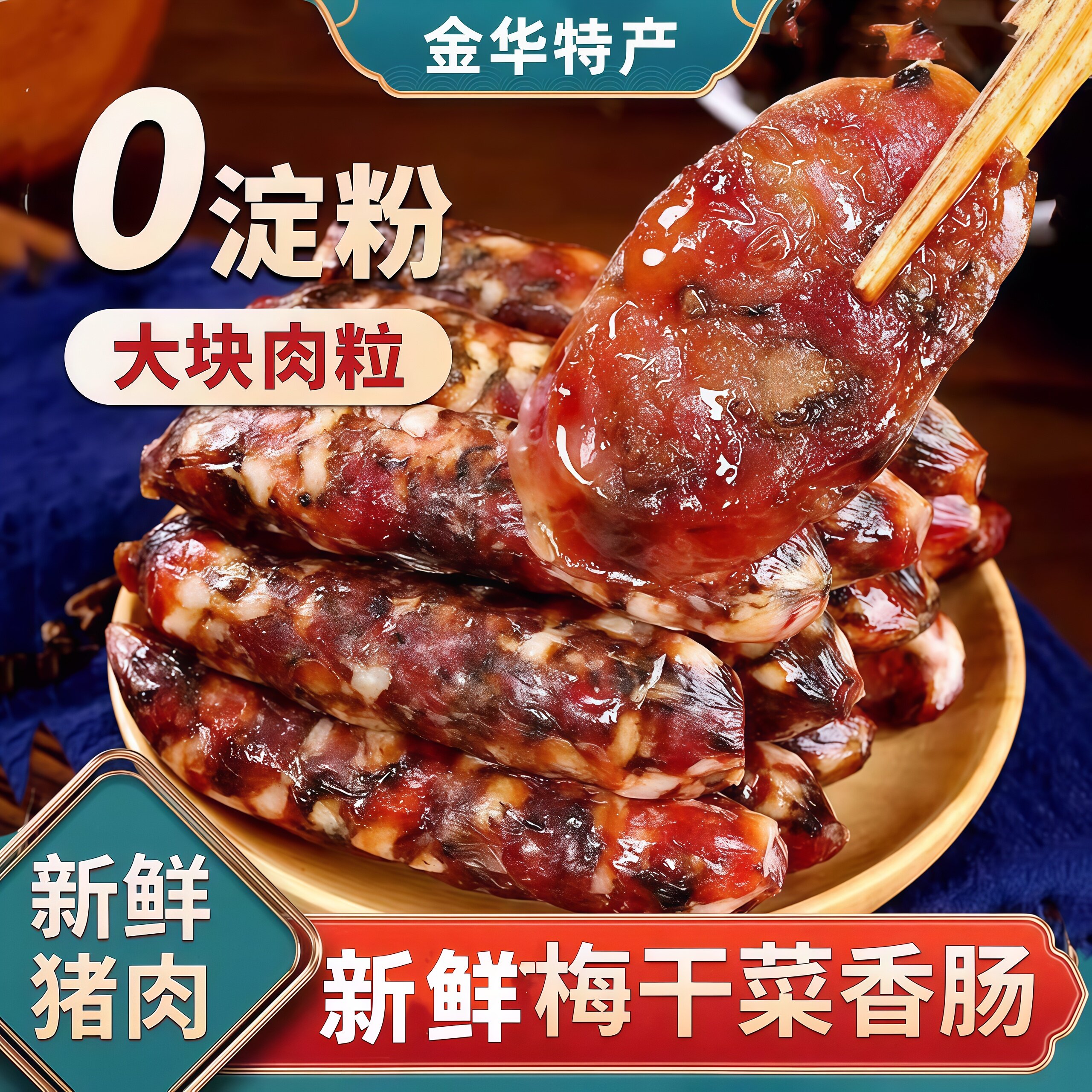 梅干菜香肠腊肠手工制作农家香肠新鲜猪肉风干肠纪正宗金华香肠