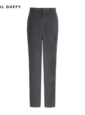 LAOUL DUFFY深灰色羊毛休闲裤蚕丝秋款内扣拉链设计男裤DK15333A