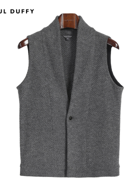 LAOUL DUFFY灰色针织休闲马甲秋冬款外搭上衣ID男装马甲DJ15326A