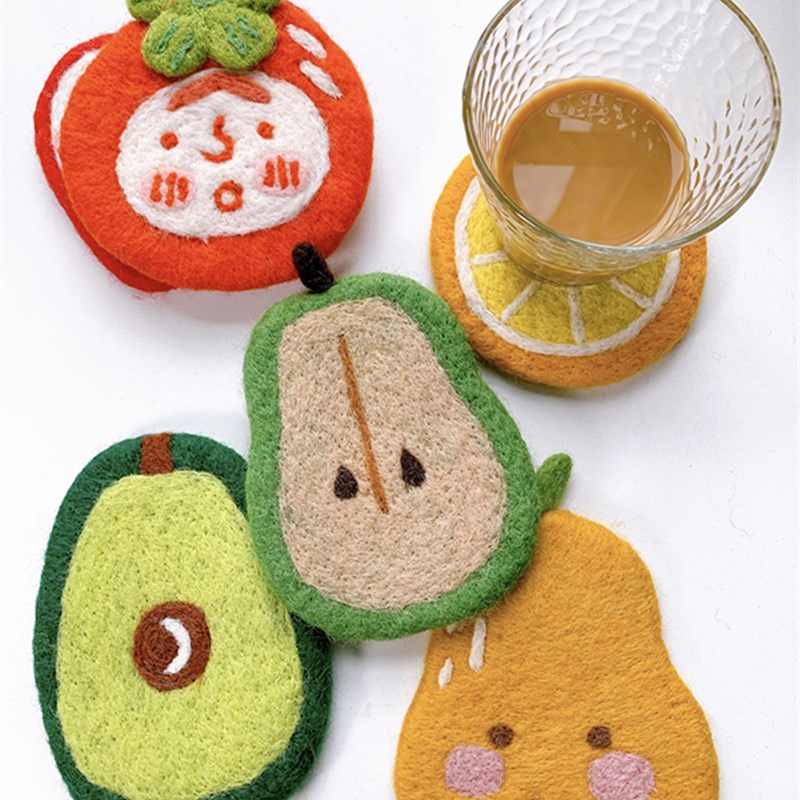 漫游记  手工羊毛毡水果卡通杯垫可爱超萌隔热垫个性家居饰品