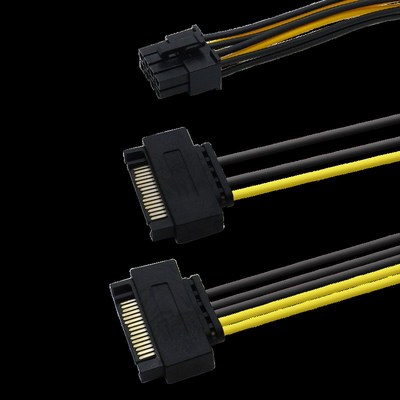 台式机显卡双SATA电源15pin转8pin8针转接铜供电线一分二电源线