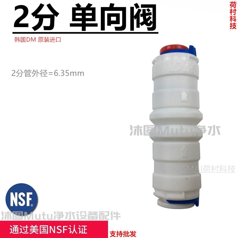 净水器配件 2分单向阀接1/4管ro反渗透直饮纯水机逆止阀DM接头