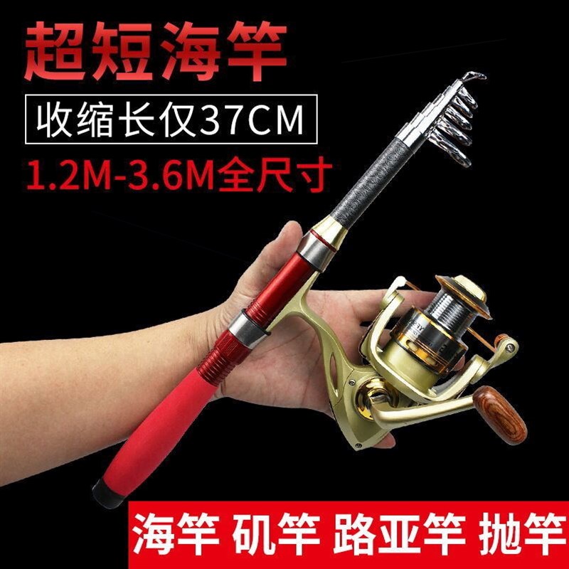 超短海竿套装迷你抛竿海杆超硬矶花瓶