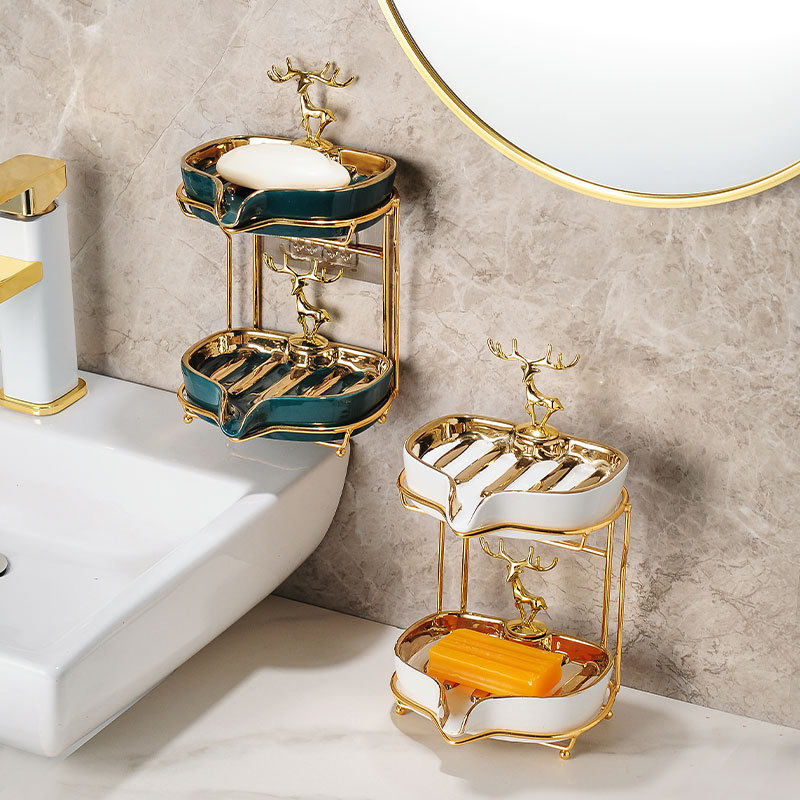 轻奢高档肥皂香皂盒置物架创意样板间浴室摆件卫生间厕所壁挂收纳