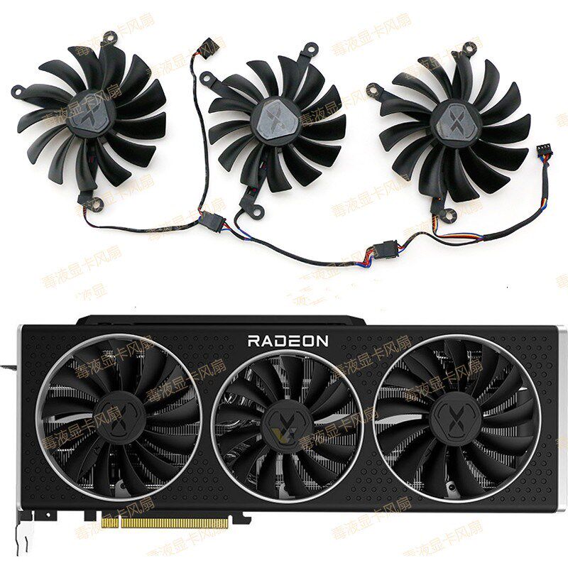 XFX讯景RX 6900XT 16GB 海外版OC 显卡散热风扇 双滚珠CF1015U12D