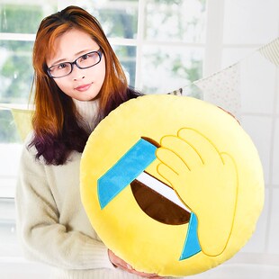 捂脸笑表情抱枕滑稽聊天搞笑毛绒抱枕
