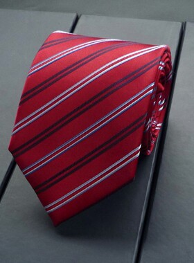 红色领带男 结婚 新郎婚礼 正装 商务 男士礼盒装8cm条纹职业工作