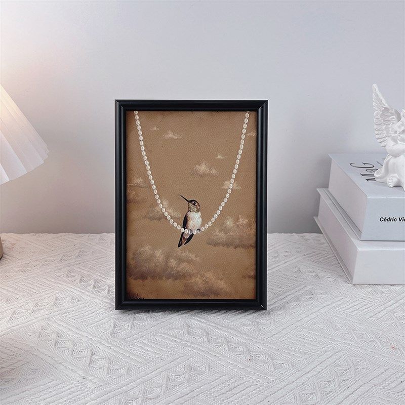 美式珍珠鸟古典油画装饰画桌面摆件客厅玄关卧室床头挂画复古相框,家居饰品,油画,淘宝优惠券,粉丝福利购,淘宝优惠卷