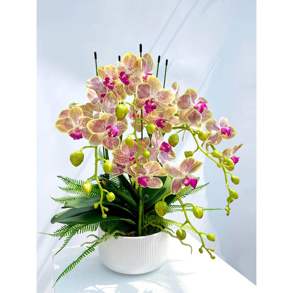高端感觉兰花蝴蝶兰人造花假花盆入口客厅餐桌前台装饰花卉装饰品