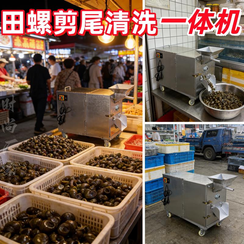 田螺剪尾清洗All商用智能全自动螺蛳去尾机多功能海鲜市场摆摊